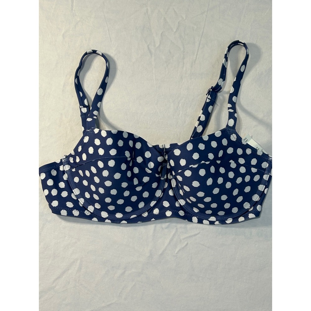 Aerie Real Good Navy Polka Dot Underwire Bikini Top 36C 075-2750-6000